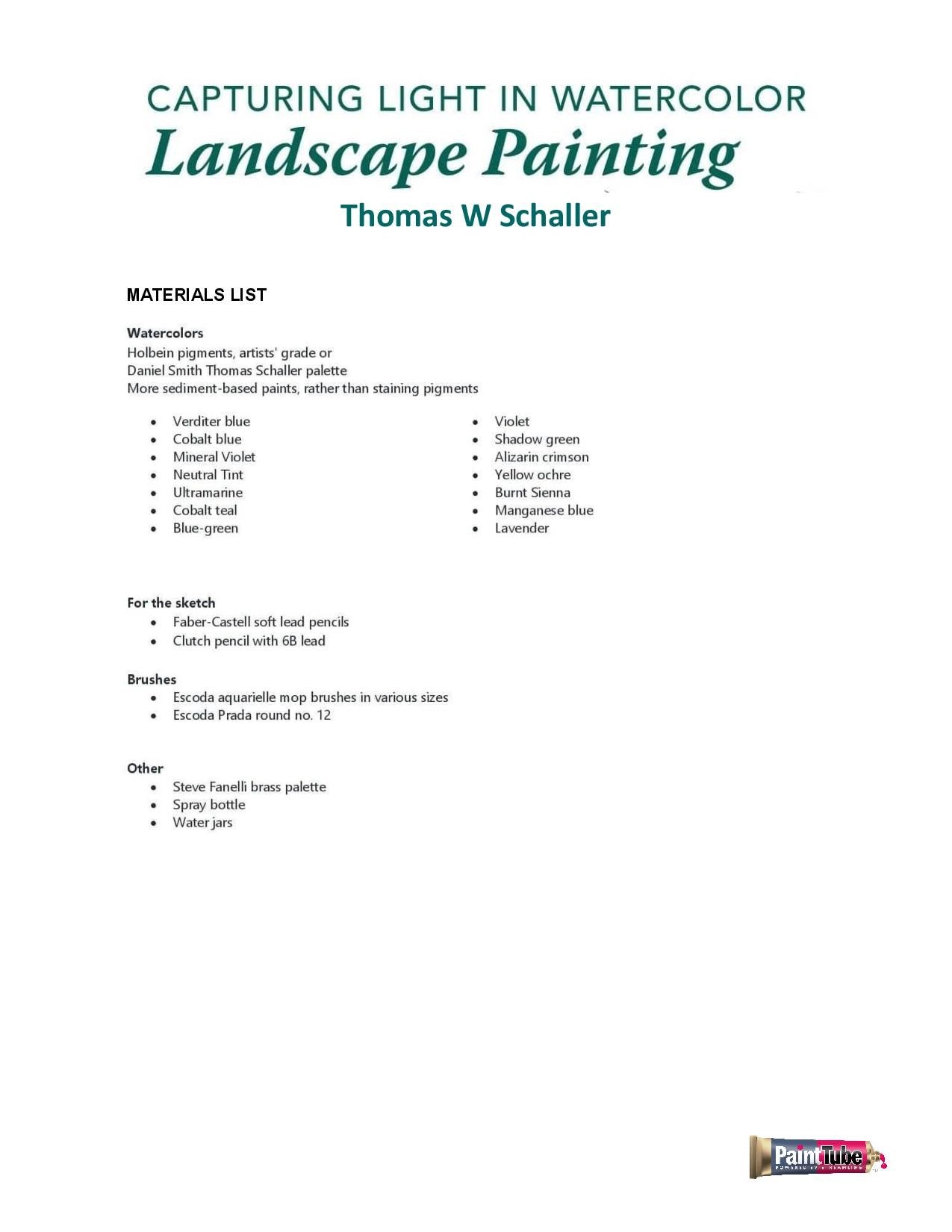 Thomas W Schaller: Capturing Light in Watercolor - Landscape Painting